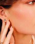 5mm Blue Topaz Earrings 14k Gold, Handmade Trillion Cut Blue Topaz Stud Earrings - Melt'm Jewelry