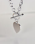 Sterling Silver Engraveable Personalized Heart Necklace, Silver Toggle Heart Pendant Necklace, Gift For Her, Custom Mother's Day Gift