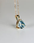 Trillion Aquamarine Necklace 14k Solid Gold, Aquamarine Pendant Necklace, March Birthstone Necklace, Gift for New Mom, Bridal Jewelry
