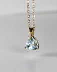 Trillion Aquamarine Necklace 14k Solid Gold, Aquamarine Pendant Necklace, March Birthstone Necklace, Gift for New Mom, Bridal Jewelry