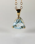 Trillion Aquamarine Necklace 14k Solid Gold, Aquamarine Pendant Necklace, March Birthstone Necklace, Gift for New Mom, Bridal Jewelry