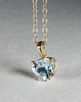 Heart Shape Aquamarine Necklace 14k Solid Gold - Melt'm Jewelry