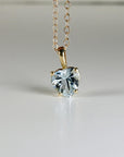 Heart Shape Aquamarine Necklace 14k Solid Gold