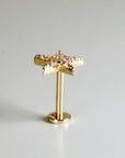 Cz Star Earrings 14k Solid Gold, Internally Threaded Flat Back Earrings, Celestial Earrings Studs, Tragus Stud, Jewelry Gift for Mom