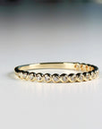 Bezel Half Eternity Stacking Ring 14k Solid Gold, Eternity Wedding Band