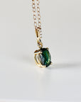 Green Tourmaline Necklace 14k Solid Gold with Diamond Bail, Genuine Tourmaline Pendant Necklace, October Birthstone Jewelry Gift For Her