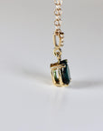 Green Tourmaline Necklace 14k Solid Gold with Diamond Bail, Genuine Tourmaline Pendant Necklace, October Birthstone Jewelry Gift For Her