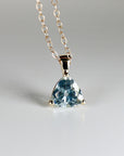 Trillion Aquamarine Necklace 14k Solid Gold, Aquamarine Pendant Necklace, March Birthstone Necklace, Gift for New Mom, Bridal Jewelry