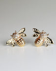Real Diamond Bumble Bee Earrings 14k Gold (SINGLE OR PAIR) - Melt'm Jewelry