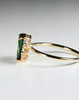 Pear Tourmaline with Diamond Engagement Ring 14k Solid Gold, Green Tourmaline Ring with Diamonds, Handmade Jewelry, Gemstone Anniversary