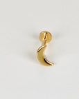 Moon Earring 14k Solid Gold, Internally Threaded Flat Back Earring (SINGLE or PAIR)