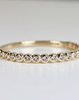 Bezel Half Eternity Stacking Ring 14k Solid Gold, Eternity Wedding Band