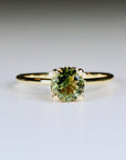 Round Olive Green Tourmaline Engagement Ring 10k Solid Gold, Tulip Setting Tourmaline Engagement Ring, Gemstone Anniversary Ring