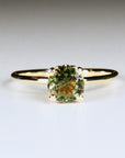 Round Olive Green Tourmaline Engagement Ring 10k Solid Gold, Tulip Setting Tourmaline Engagement Ring, Gemstone Anniversary Ring