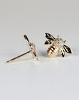 Real Diamond Bumble Bee Earrings 14k Gold (SINGLE OR PAIR) - Melt'm Jewelry