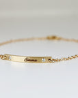 14k Solid Gold Custom Bar Bracelet, Personalized Nameplate