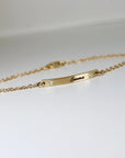 14k Solid Gold Custom Bar Bracelet, Personalized Nameplate