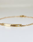 14k Solid Gold Custom Bar Bracelet, Personalized Nameplate