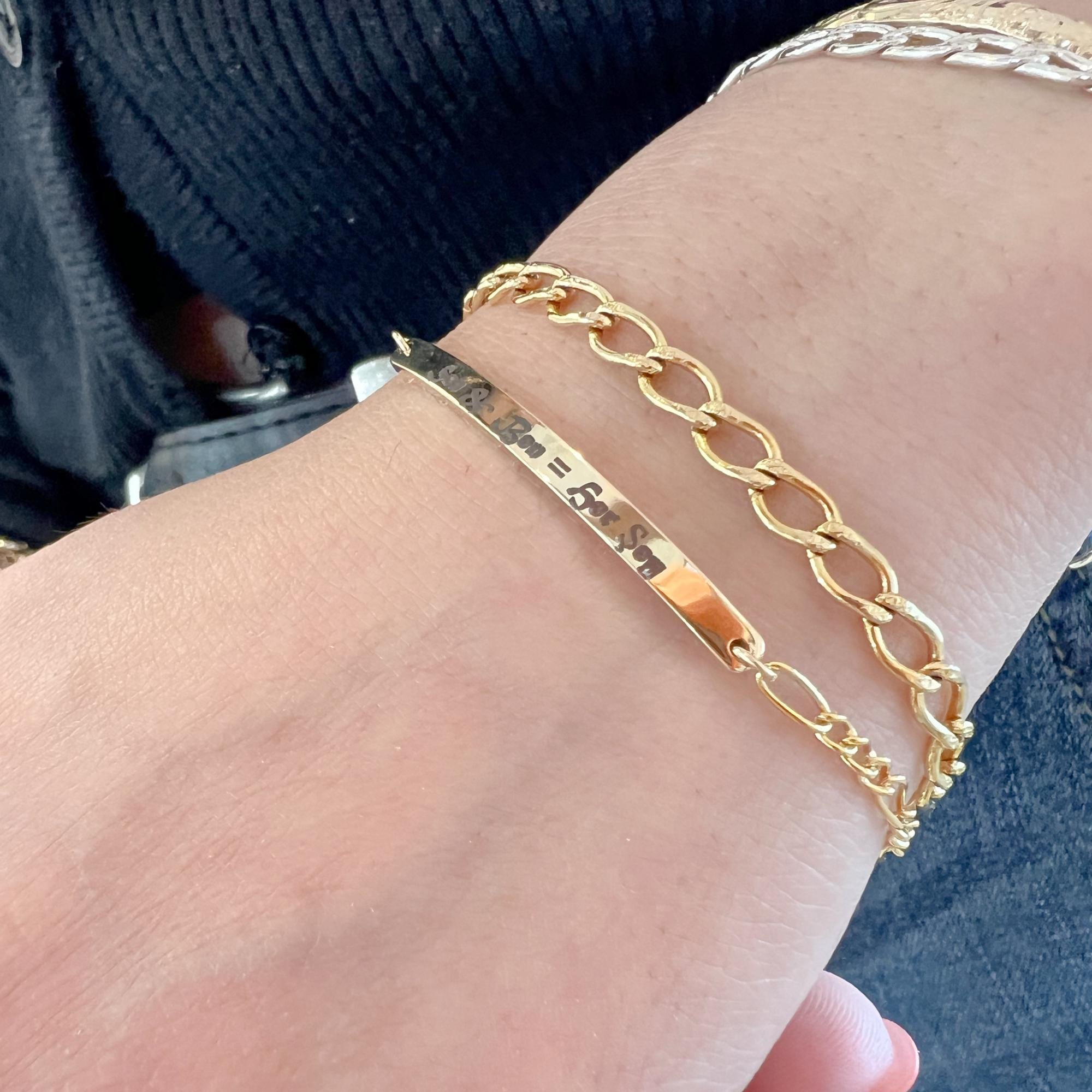 Gold Filled Personalized Bar Bracelet • Custom Engraved Gift for Her • Dainty Nameplate Bracelet • Bridesmaid or Birthday Jewelry