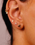 Palm Tree Flat Back Earrings 14k Solid Gold (7 mm) - SINGLE