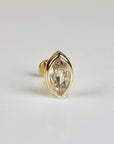 Marquise CZ Simulated Diamond Bezel Earring 14k Solid Gold, Flat Back Internally Threaded Earring - Melt'm Jewelry