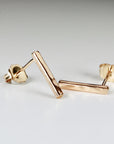 Minimal Simple Hammered Bar Stud Earrings Gold Filled