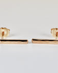 Minimal Simple Hammered Bar Stud Earrings Gold Filled