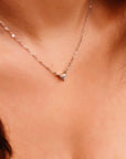 Triangle Moissanite Necklace 14k Solid White Gold, Bezel Setting Moissanite Necklace, Gift for New Mom, Bridal Jewelry