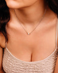 Triangle Moissanite Necklace 14k Solid White Gold, Bezel Setting Moissanite Necklace, Gift for New Mom, Bridal Jewelry