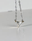 Triangle Moissanite Necklace 14k Solid White Gold, Bezel Setting Moissanite Necklace, Gift for New Mom, Bridal Jewelry