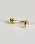Moon Earring 14k Solid Gold, Internally Threaded Flat Back Earring (SINGLE or PAIR)
