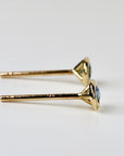 Tiny Blue Montana Sapphire Martini Bezel Earrings in 14k Gold (Single or Pair)