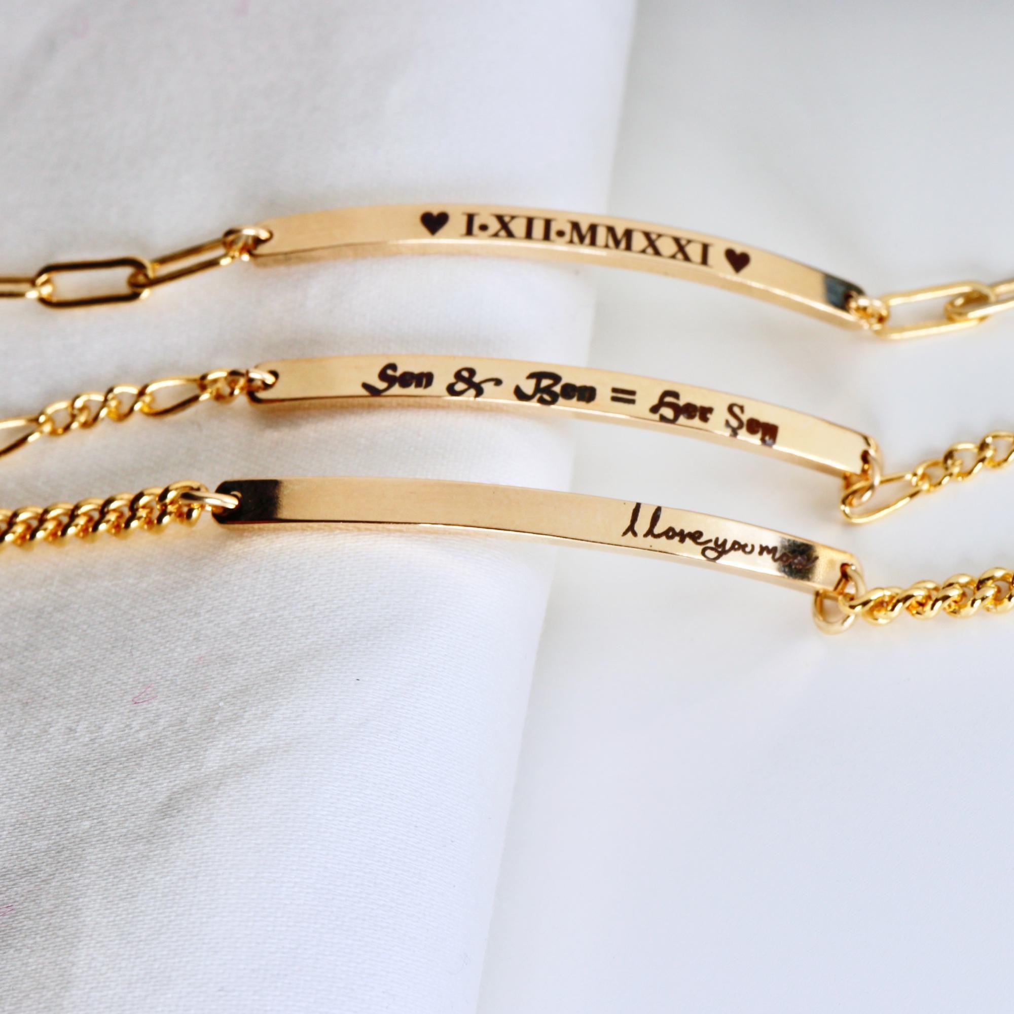 Gold Filled Personalized Bar Bracelet • Custom Engraved Gift for Her • Dainty Nameplate Bracelet • Bridesmaid or Birthday Jewelry