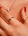 Salt and Pepper Diamond Ring in 14k White Gold, Handmade Promise Ring - Melt'm Jewelry