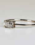 Salt and Pepper Diamond Ring 14k Gold, Handmade Promise Ring, Art Deco Baguette Diamond Minimalist Engagement Ring