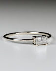 Salt and Pepper Diamond Ring 14k Gold, Handmade Promise Ring, Art Deco Baguette Diamond Minimalist Engagement Ring