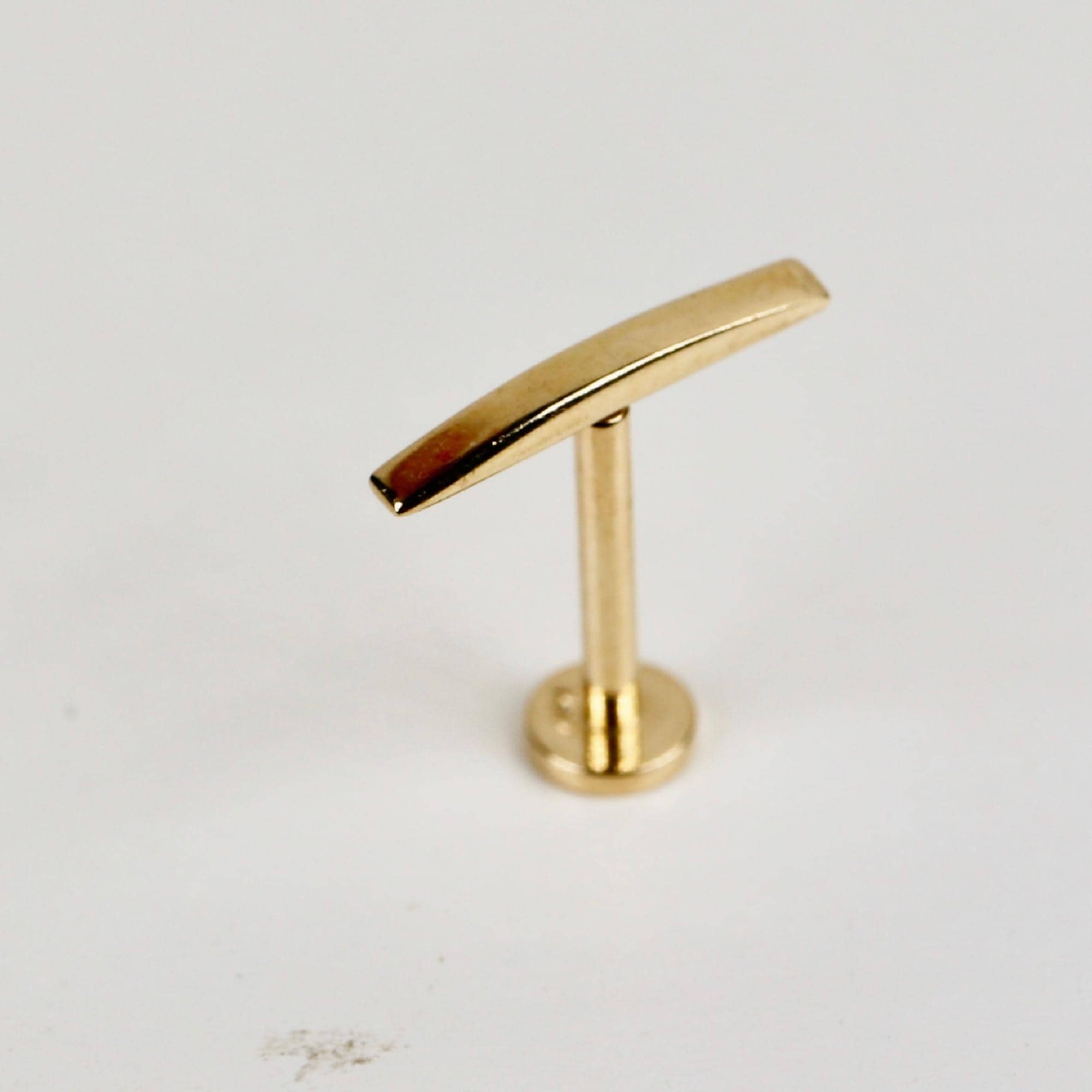14k Solid Gold Bar Flat Back Earrings, Internally Threaded Earrings Studs, Piercing For Helix, Tragus Earring, Real Gold Piercing