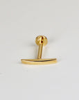 14k Solid Gold Bar Flat Back Earrings, Internally Threaded Earrings Studs, Piercing For Helix, Tragus Earring, Real Gold Piercing