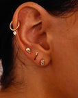 14k Solid Gold Bar Flat Back Earrings, Internally Threaded Earrings Studs, Piercing For Helix, Tragus Earring, Real Gold Piercing