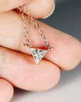 Triangle Moissanite Necklace 14k Solid White Gold, Bezel Setting Moissanite Necklace, Gift for New Mom, Bridal Jewelry