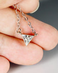Triangle Moissanite Necklace in 14k Solid White Gold - Melt'm Jewelry