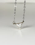 Triangle Moissanite Necklace 14k Solid White Gold, Bezel Setting Moissanite Necklace, Gift for New Mom, Bridal Jewelry