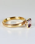 Cushion Cut Rose de France Amethyst Ring 10k Gold, Bezel Set Solitaire Engagement Ring