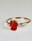Sunstone Ring 14k Solid Gold, Elongated Cushion Sunstone with Diamonds, Unique Engagement or Promise Ring, Anniversary Gift for Her