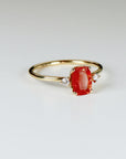 Sunstone Ring 14k Solid Gold, Elongated Cushion Sunstone with Diamonds, Unique Engagement or Promise Ring, Anniversary Gift for Her