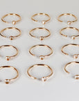 Gold Filled Pinky Promise Ring, 3mm Bezel Gemstone Open Ring, Stackable Bridesmaid Gift, Single or Bundle Set of 6–12, Minimalist Jewelry