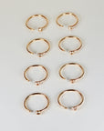 Gold Filled Pinky Promise Ring, 3mm Bezel Gemstone Open Ring, Stackable Bridesmaid Gift, Single or Bundle Set of 6–12, Minimalist Jewelry