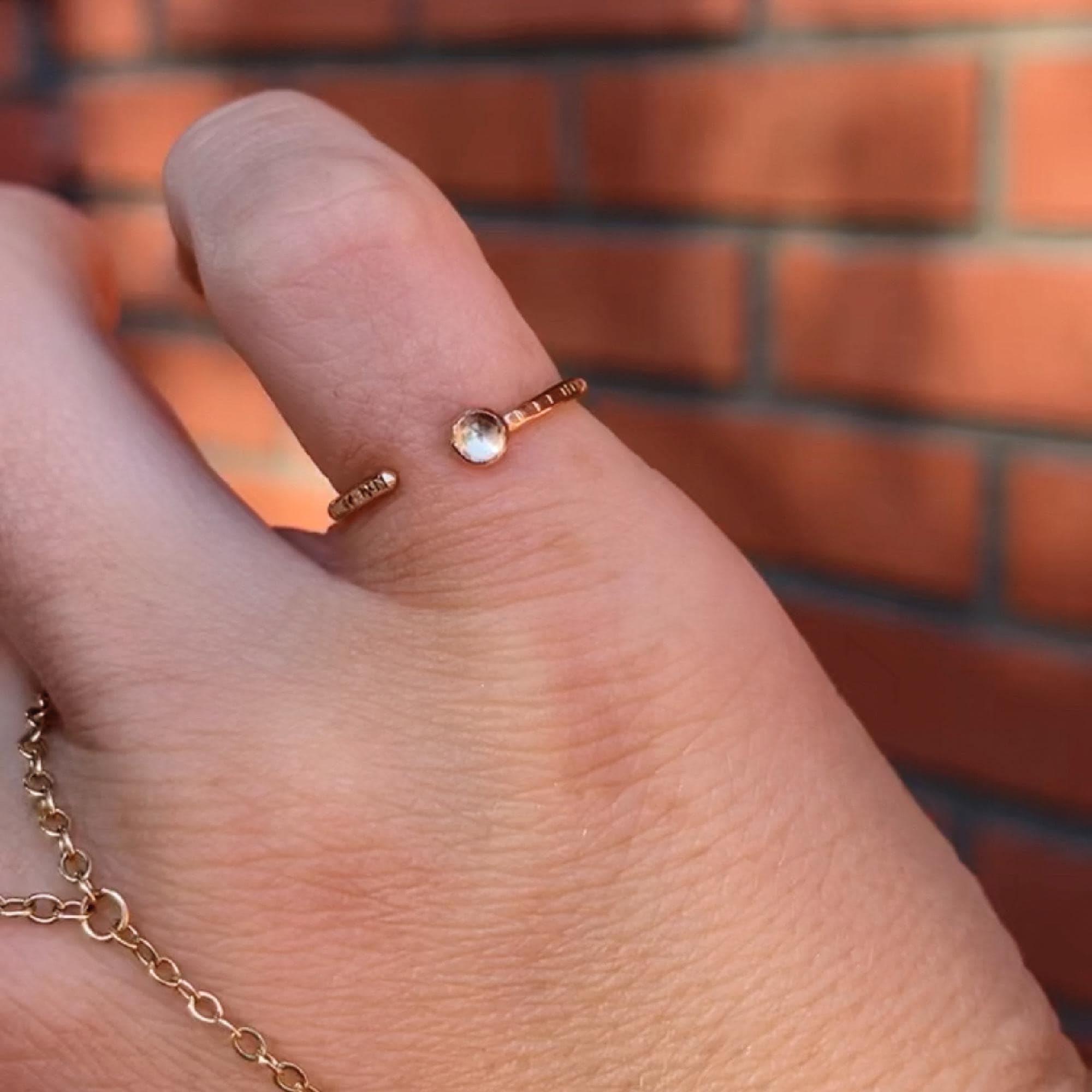 Gold Filled Pinky Promise Ring, 3mm Bezel Gemstone Open Ring