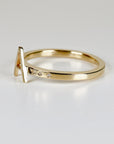 14k Gold Diamond Initial Ring, Personalized Square Band Monogram Ring