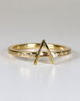 14k Gold Diamond Initial Ring, Personalized Square Band Monogram Ring